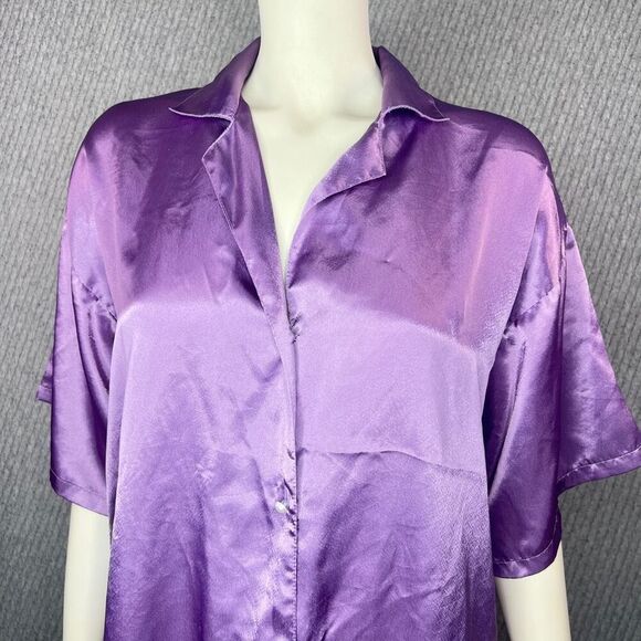 VTG Victorias Secret Purple Night Shirt Satin Gold Label‎ - Picture 3 of 5